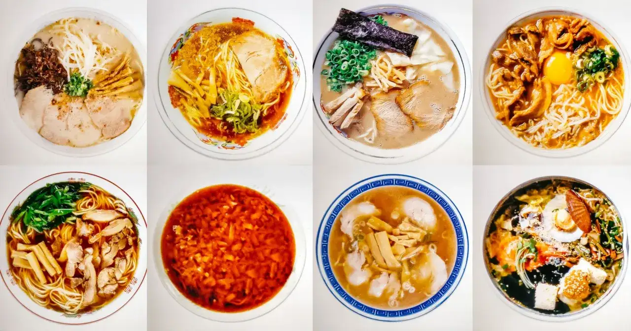 różne rodzaje makaronu ramen do bulionu